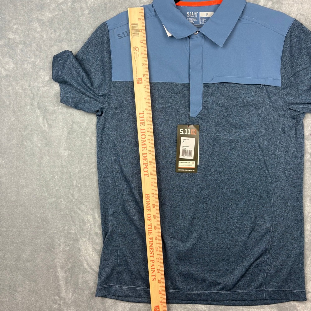 5.11 Tactical Men Sm. Rapid S/S Polo Atlas Blue Enduro-Flex Shirt Gorpcore NWT - Picture 12 of 13